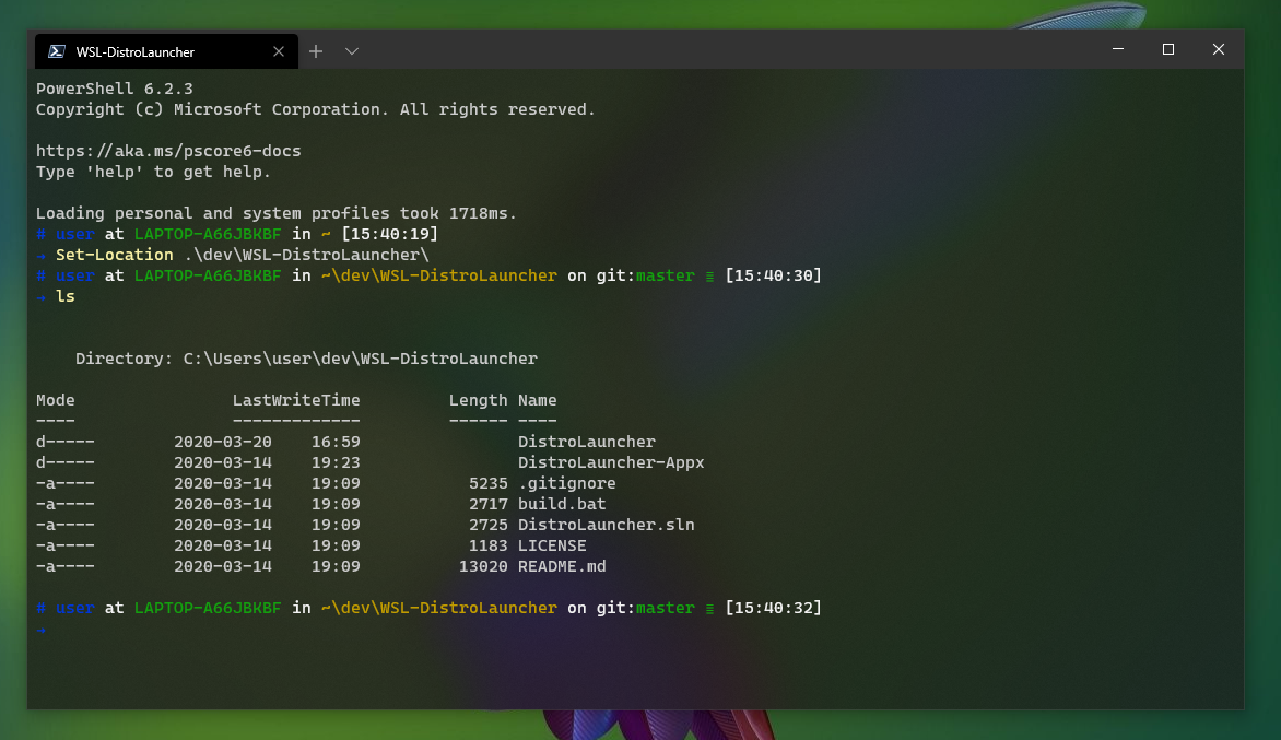 Screenshot of Windows Terminal after applying the previous steps